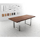 DELIFE Table-à-manger Edge 200x100 XL acacia marron acier inoxydable mince Live-Edge