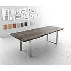 DELIFE Table-à-manger Edge 240x100cm acacia platine acier inoxydable mince Live-Edge