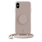 PopSockets x Just Elegance telefonfodral för iPhone X/XS med ett avtagbart flätat halsband och ett PopGrip med en utbytbar PopTop hushviolet