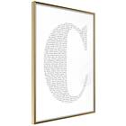 Artgeist Poster Affisch Letter C 20x30cm Guld Ram