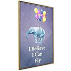 Artgeist Poster Affisch Flying Elephant 20x30cm Guld Ram