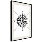 Artgeist Poster Affisch Compass 30x45cm Svart Ram Med Passepartout