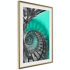 Artgeist Poster Affisch Twisted Stairs 30x45cm Guld Ram Med Passepartout