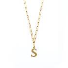 Orelia Large Letter Necklace On Open Link Chain - S Smykke