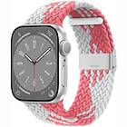 Flätat Elastiskt Armband Apple Watch 8 (41mm) Rosa/Vit