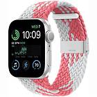 Flätat Elastiskt Armband Apple Watch SE 2022 44mm Pink/Vit