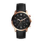 Fossil klockarmband FS5381 Läder Svart 22mm sömmar svart