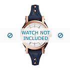 Fossil klockarmband ES3909 Läder Blå 14mm sömmar blå