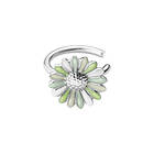Georg Jensen DAISY SMALL EAR CUFF (Silver) GREEN ENAMEL