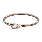 Pandora Moments Heart Closure Snake Chain Armband Rosé