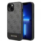 Guess iPhone 14 Bottom Stripe Metal Logo Grå 4G