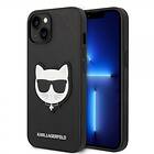 Karl Lagerfeld iPhone 14 Skal Saffiano Patch Choupette Head Svart KLHCP14SSAPCHK