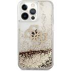 Guess iPhone Liquid 13 Glitter 4G Pro Skal Big Case Logo Guld