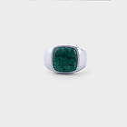 IX Studios Cushion Signet Ring Green Marble silver-Storlek 56 Unisex 925 sterling sølv