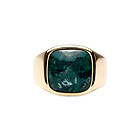 IX Studios Cushion Signet Ring Green Marble forgyldt-52 Unisex 22 kt. forgyldt 925 sterling sølv