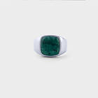 IX Studios Cushion Signet Ring Green Marble silver-Ringstorlek 52 Unisex 925 sterling sølv