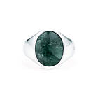 IX Studios Oval Signet Ring Green Marble silver-Storlek 52 Unisex 925 sterling sølv