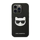 Karl Lagerfeld iPhone 14 Pro Max Skal Saffiano Choupette Head Svart Patch KLHCP14XSAPCHK