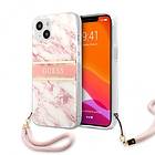 Guess iPhone Marble 13 Mini Skal Strap Collection Rosa GUHCP13SKMABPI