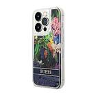 Guess iPhone 14 Pro Flower Liquid Glitter GUHCP14LLFLSB