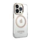 Guess iPhone 14 Pro Max Skal Transparent Magsafe Guld