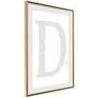 Artgeist Poster Affisch Letter D 20x30cm Guld Ram Med Passepartout