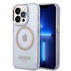 Guess iPhone 14 Pro Max MagSafe Gold Outline Translucent GUHMP14XHTCMU