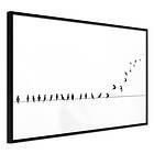 Artgeist Inramad PLAKAT Poster Birds / Tavla on Wire a 90x60 Guld med passeparto