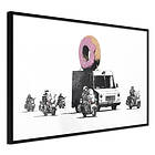 Artgeist PLAKAT Banksy: Donuts (Strawberry) Guld med passepartout