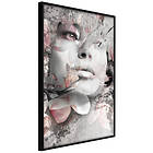 Artgeist PLAKAT Lady in the Flowers Guld med passepartout