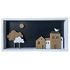 DKD Home Decor Väggdekoration Trä Brun Vit Hus (40 x 3,5 20 cm)