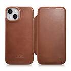 iCarer CE Oil Wax Premium Leather Folio Case iPhone 14 Plus MagSafe