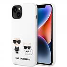 Karl Lagerfeld iPhone 14 Deksel Liquid Silicone & Choupette Hvit