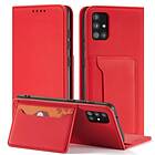 A-One Brand Magnetkortfodral Fodral Galaxy för Samsung A12 (2020/2021) 5G Plånboksfodral Stand Korthållare Röd
