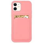 Ruhtel Card Case Silicone silikon plånboksfodral Skal med Korthållare Galaxy dokument för 4G/5G Samsung A72 4G Rosa