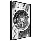 Artgeist Poster Affisch Black and White Compass 20x30cm Svart Ram