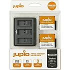 Jupio GoPro 2 st Hero9 & Hero10 batterier motsv. AHDBT-901, inkl. trippel USB-laddare