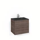 Macro Design Tvättställsskåp Crown Plain Med Glastvättställ 60x45 Brun Ask Mattsvart Glashandfat FSK60BPSG