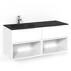 Macro Design Tvättställsskåp Crown Open Box Med Glastvättställ Kom 120x45D Vit Os SGV FSK120VOSGVH