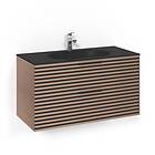 Macro Design Tvättställsskåp Crown Stripe Med Glastvättställ Kom 100x45 Lj.Ek St MsG FSK100EZSG