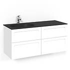 Macro Design Tvättställsskåp Crown Shape Med Glastvättställ Kom 120x45D Vit Sh S
