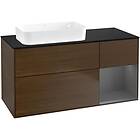 Villeroy & Boch Tvättställsskåp Finion med 3 Lådor Hylla och Bänkskiva för Ocentrerat Fristående F692GKGN