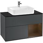 Villeroy & Boch Tvättställsskåp Finion med 2 Lådor Hylla och Bänkskiva för Centrerat G122GNHG