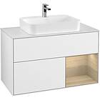 Villeroy & Boch Tvättställsskåp Finion med 2 Lådor Hylla och Bänkskiva för Ytmonterat G371PCGF