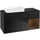 Villeroy & Boch Tvättställsskåp Finion med 3 Lådor Hylla och Bänkskiva för Ocentrerat Fristående F692GNPD