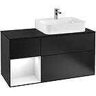 Villeroy & Boch Tvättställsskåp Finion med 3 Lådor Hylla och Bänkskiva för Ocentrerat F142GFPD