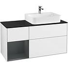 Villeroy & Boch Tvättställsskåp Finion med 3 Lådor Hylla och Bänkskiva för Ocentrerat G142HGGF