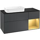 Villeroy & Boch Tvättställsskåp Finion med 3 Lådor Hylla och Bänkskiva för Ocentrerat Fristående F282HFHG