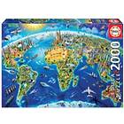 Educa pussel: World Landmarks Globe 2000 brikker