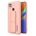 Kickstand Case flexibelt silikonskal med stativ Xiaomi Redmi 9C Rosa